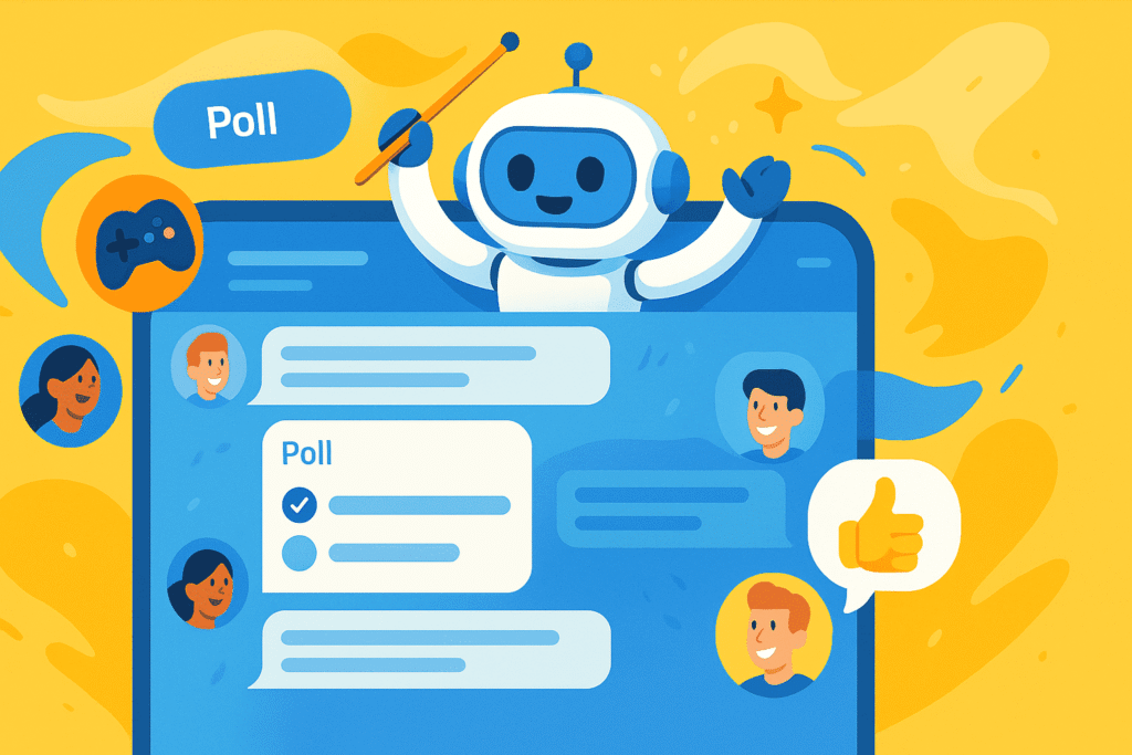 易歪歪助力Telegram社群互动,提升群活跃度的生动场景插画。